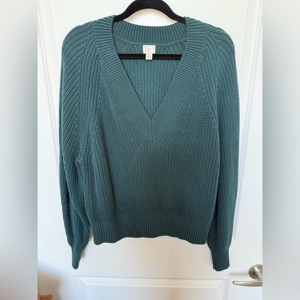 Women's Teal V-Neck Sweater